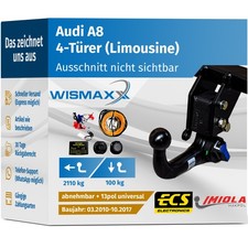 ANHÄNGERKUPPLUNG vert. abnehmbar passt für Audi A8 4H 10-17 +13pol E-Satz ABE
