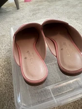 Kate Spade Pink Colada Spade Mules Size 6 Flat Slip On Leather