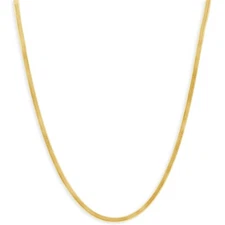 14k Yellow Gold Herringbone Necklace Women's 16-18" Chain