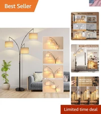 Arc Led Floor Lamp, Modern Black 3 Light Tall Floor Lamp for Bedroom, 2400lm ...