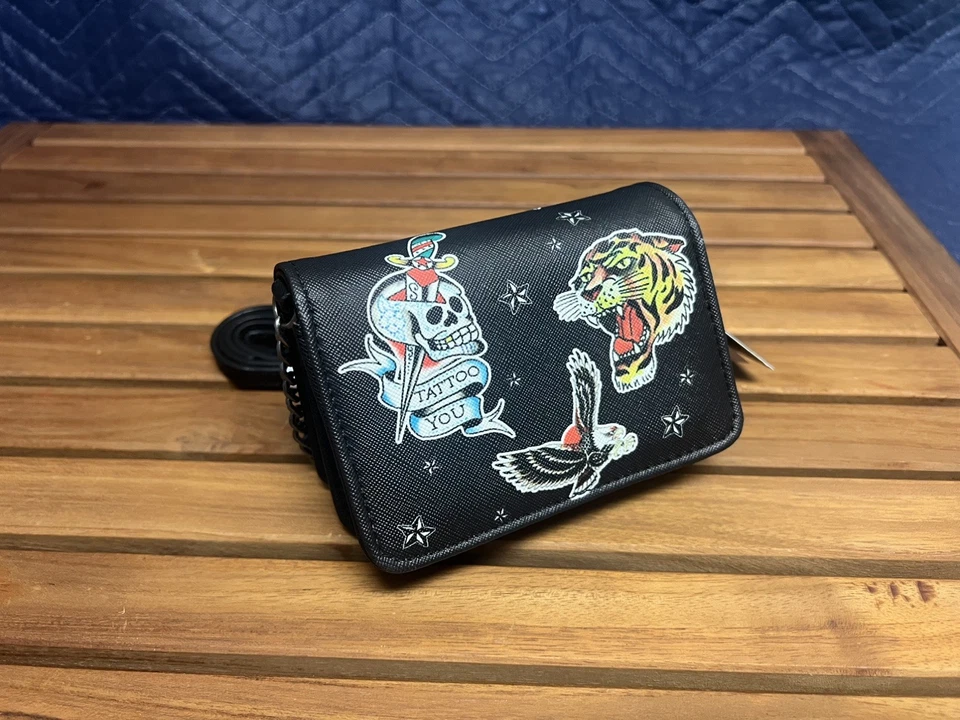 Ed Hardy Love Kills Slowly Crossbody Mini Wallet Purse Bag - Image 3 of 4