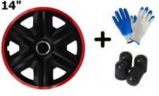 Radkappen Radzierblenden Radblenden 4x Stück Fast Lux Rot/Schwarz NRM 14" 3373