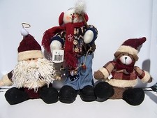 3 Christmas Holiday Stuffed Bear Snowman Santa NEW