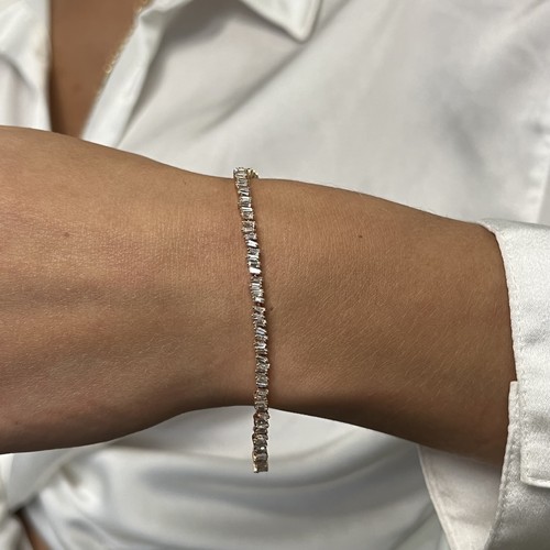 Rachel Koen Baguette Cut Diamond Tennis Bracelet 18K Rose Gold 3.13Cttw - Picture 4 of 4