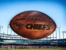 Kansas City Chiefs Hand Carved Football Plaque