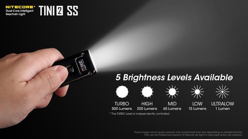Nitecore TINI2 SS 500 Lumen Rechargeable Keychain Flashlight - Stainless Steel - Picture 5 of 12