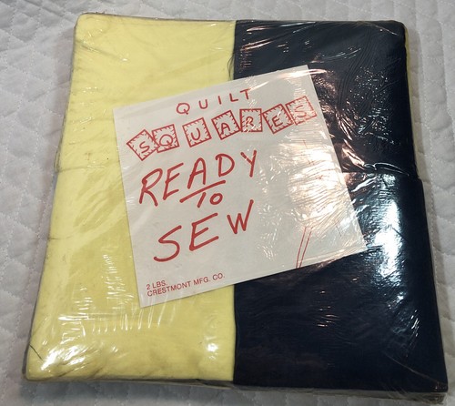 Vintage Quilt Quadrate fertig zum Nähen gewebt Crestmont Mfg blau gelb 2 Pfund - Bild 1 von 6