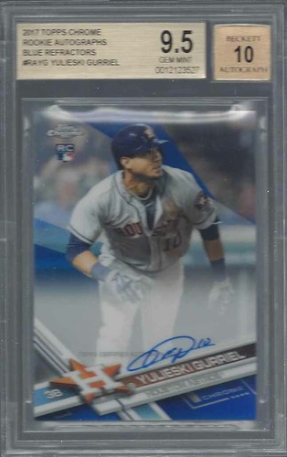 YULIESKI GURRIEL 2017 TOPPS CHROME BLUE REFRACTOR ONCARD AUTO RC /150 BGS 9.5 10