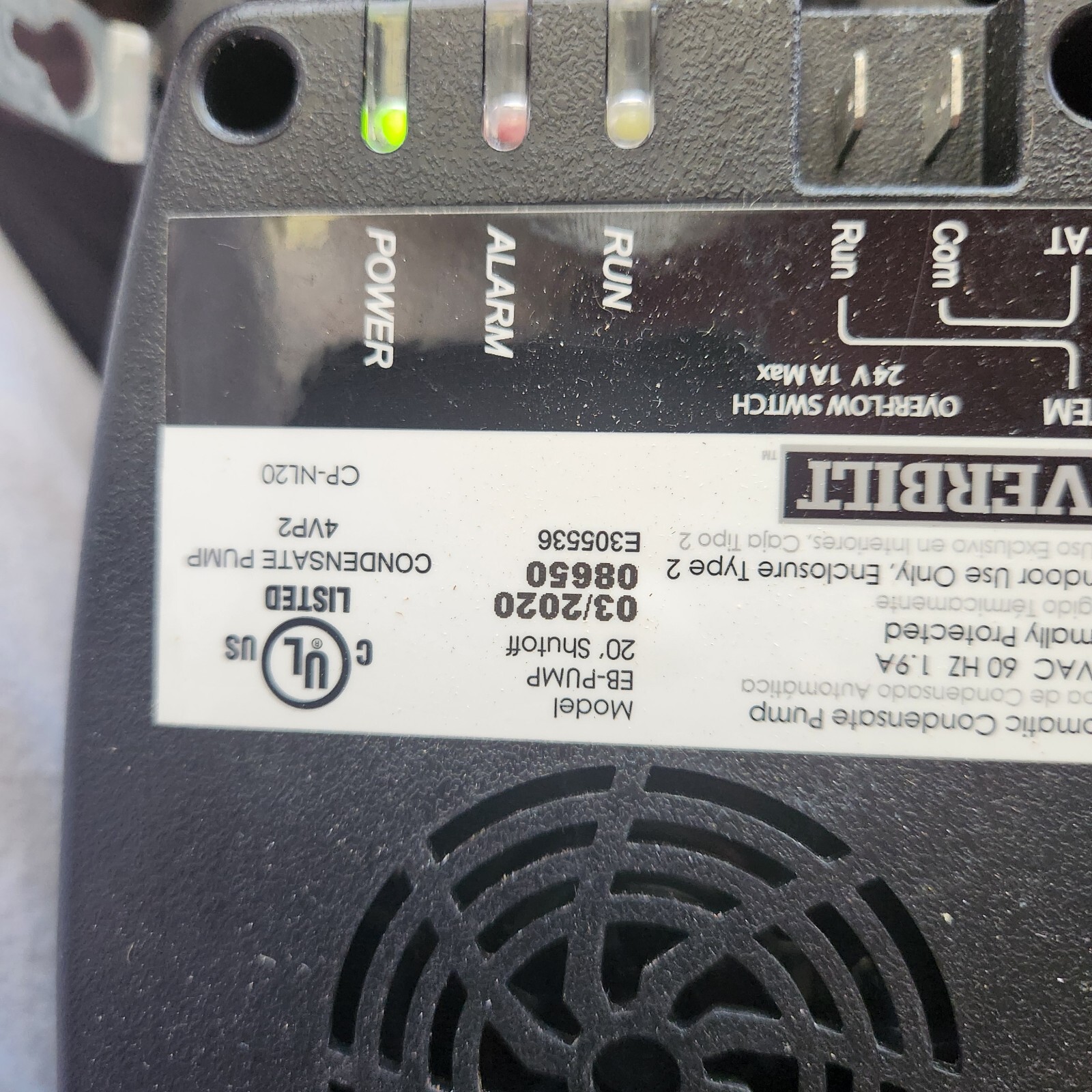 Everbilt 120Volt Condensate Removal HVAC Pump Only 1/30 HP 1.6 GPM