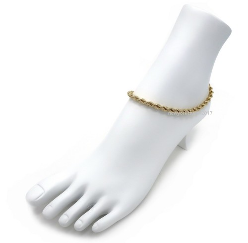 5mm TWIST ROPE CHAIN ANKLET ANKLE BRACELET 14K ITALY GOLD PLATED - Picture 5 of 6