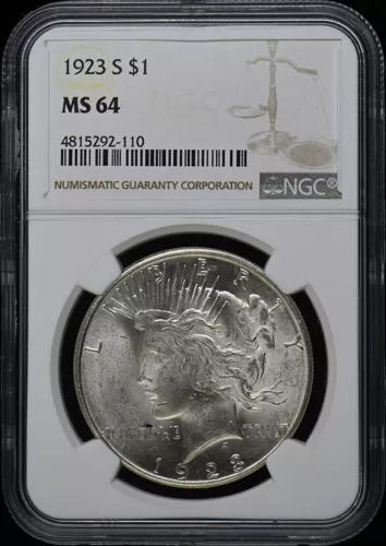 1923-S Peace Dollar S$1 NGC MS64