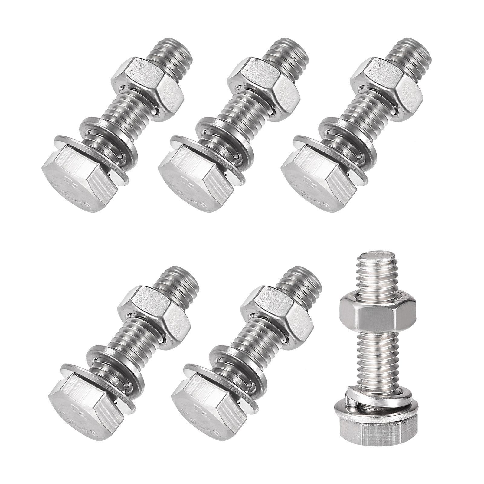 Hex Head Screws Bolts, Nuts, Flat & Lock Washers Kits (M8x30mm) 6Sets