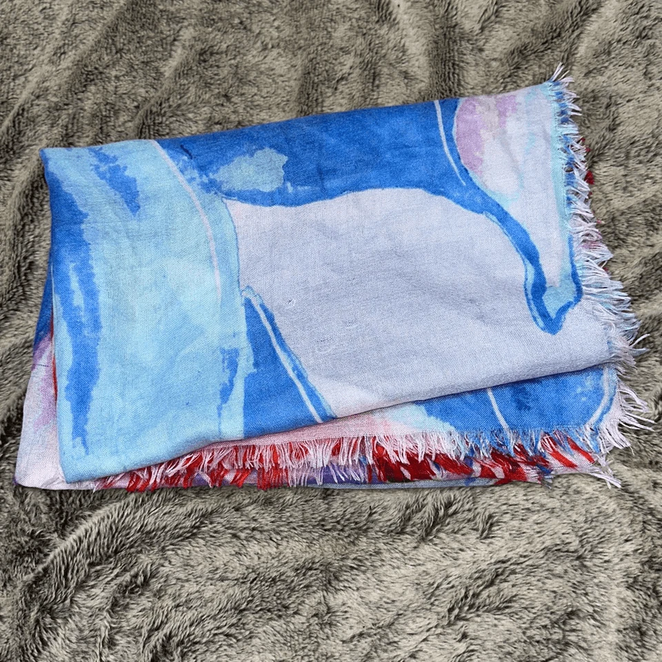 Легкая красная, розовая и синяя пашмина Nordstrom | Размер S - Изображение 3 из 4