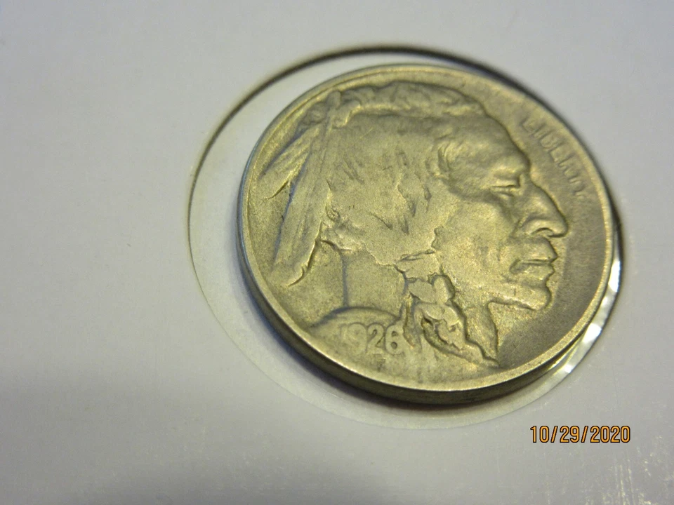 Монета номиналом 5 центов 1926-D с 2 перьями с изображением буйвола FS-05-1926-D-401 - Изображение 2 из 4