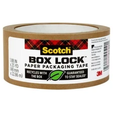 Scotch Box Lock Paper Packaging Tape, 1.88-inch x 25 yds., Brown (7850-23-8GC)