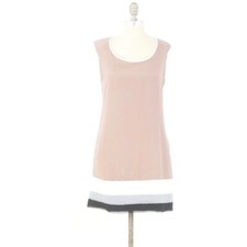 Esley Dress M Tan Color-Block Cap Sleeve Mini Shift NWT