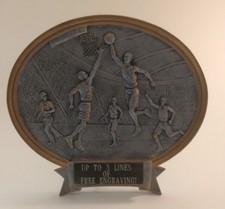 MALE SHIELD BASKETBALL RESIN TROPHY  FREE ENGRAVING  SHIPS IN 1 BUSINESS DAY 