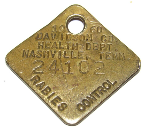 1960 Davidson County Health Dept. Nashville, Tennessee Dog Tag - TN Vintage - 第 1/2 張圖片