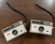 Lot of 2 Kodak Instamatic 104 Silver Black Auto Focus Film Camera Straps