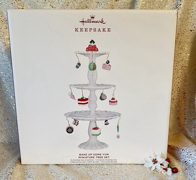 2019 Hallmark BAKE UP SOME YUM Miniature Tree & Ornament Set DESSERT TOWER Mini