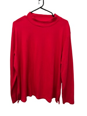 Drapers & Damons Womens Red Long Sleeve Mock Neck Top Size 1X