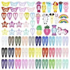 100pcs Hair Clips Colorful Barrette Metal Snap 2 inch Girls Toddlers Kids