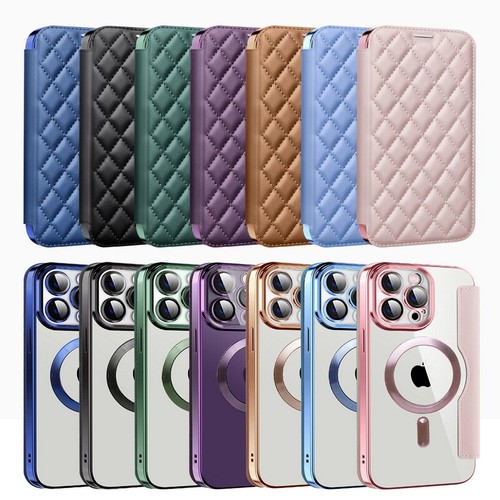 Etui na iPhone 16 15 14 Pro Max 13 Skórzany portfel Magnetyczny Magsafe Flip Cover - Zdjęcie 12 z 19