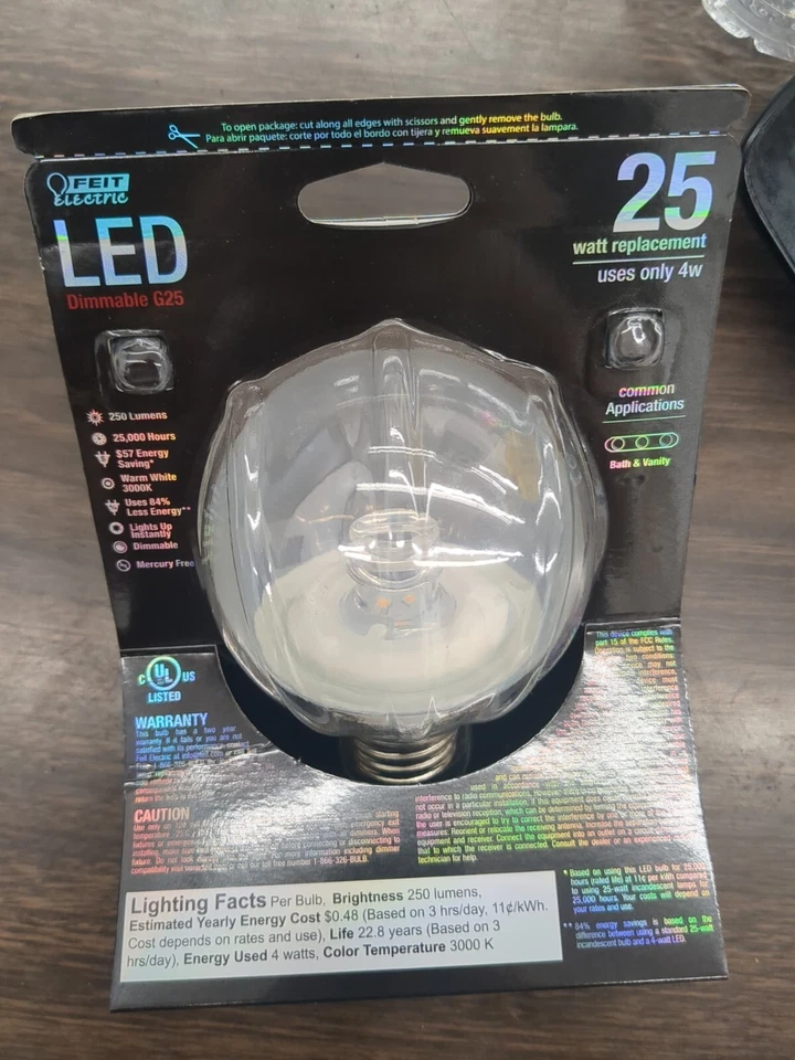 BPG25/CL/LED globe light bulb 4w 250 Lumens Warm White 3000k DIMMABIE 1 Bulb - Image 3 of 4