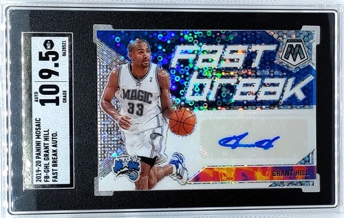 SGC 9.5 10 GRANT HILL Auto 2019-20 Mosaic Fast Break AUTOGRAPH Disco HOF