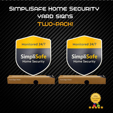 TWO New SimpliSafe Yard Sign with BLACK Heavy Duty Stake (2 PACK) LATEST COLOR!