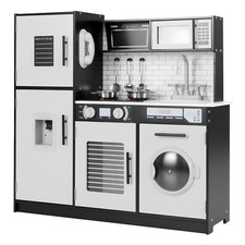 Spielküche Kinderküche aus Holz mit Ofen, Mikrowelle & Waschmaschine