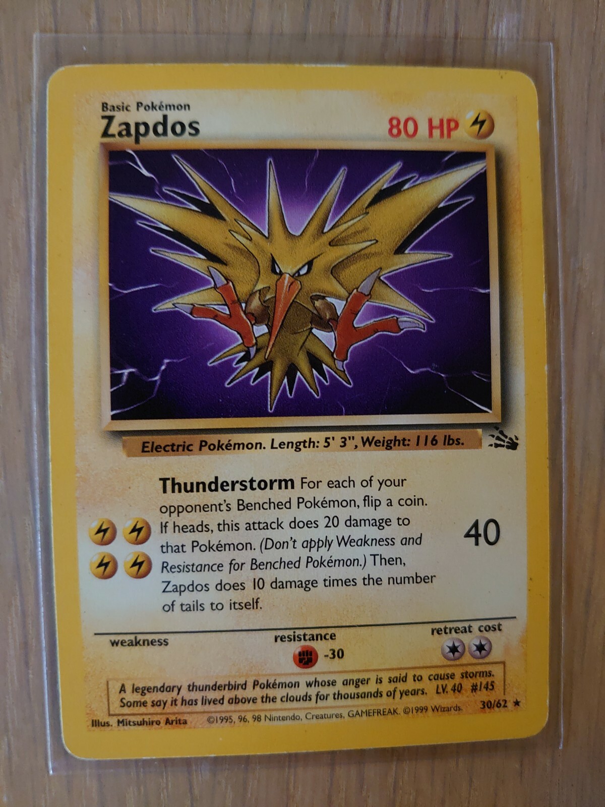 Pokémon TCG Zapdos Fossil 30 Regular Unlimited Rare