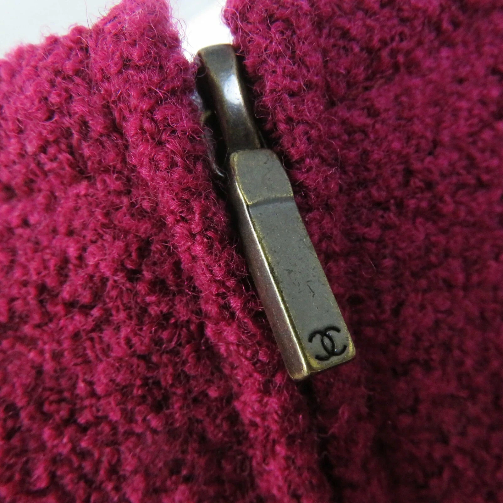 Giacca CHANEL P50305 tweed senza colletto zip 34 viola donna
