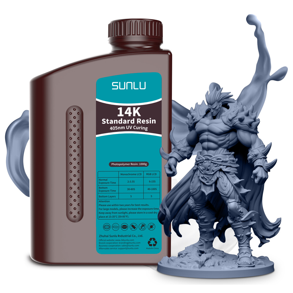 SUNLU ABS-Like 3D-printerhars, 2 kg, 405 nm, uv-hardende standaard, fotopolymeer, snelhars voor LCD/DLP/SLA 3D-printing, niet broos en hoge precisie, transparant, 2000 g