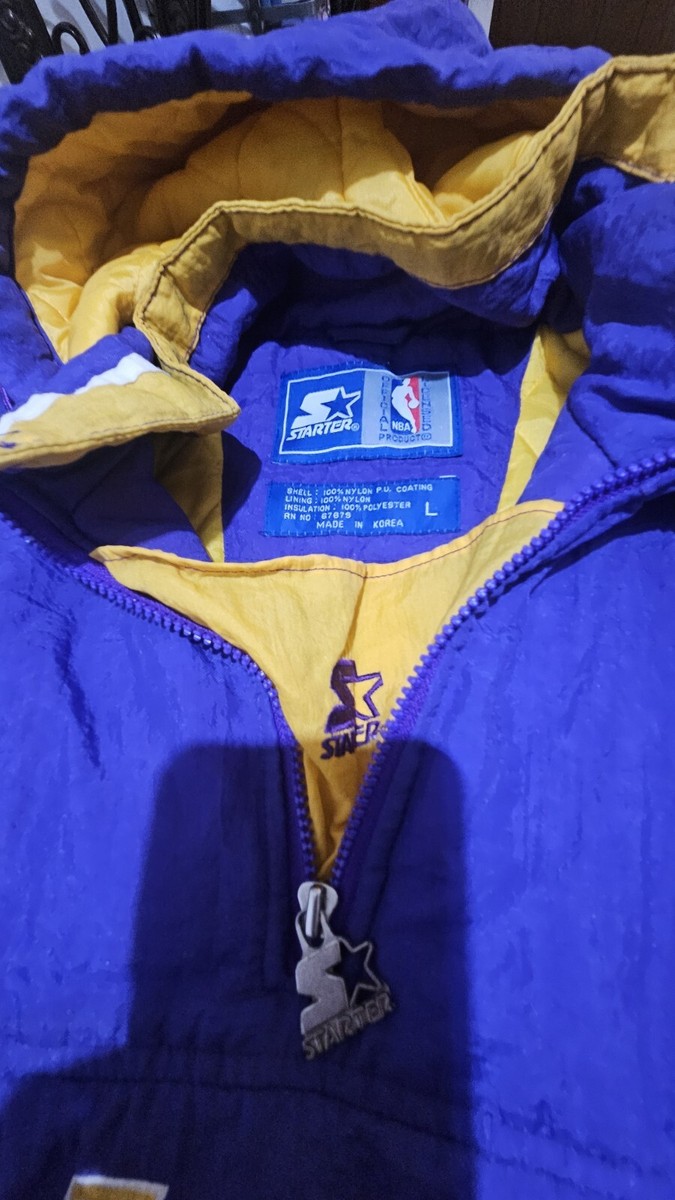 Starter Lakers Nylon Jacket Pullover Mens Large Vintage Read