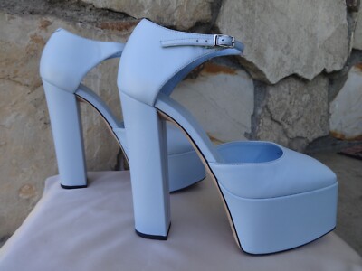 GIUSEPPE ZANOTTI BEBE PLATFORM PUMPS BLUE LEATHER