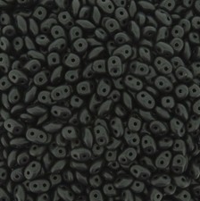 Cuentas de semillas checas Superduo de dos agujeros 5x2,5 mm negro azabache 22,5 gramos SD-3980