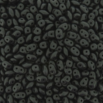 Czech Superduo Two-hole Seed Beads 5x2.5mm Jet Black 22.5 Grams SD-3980