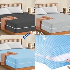 Zipped Mattress Cover Protector ANTI BED BUG Total Encasement Marl Beding Double