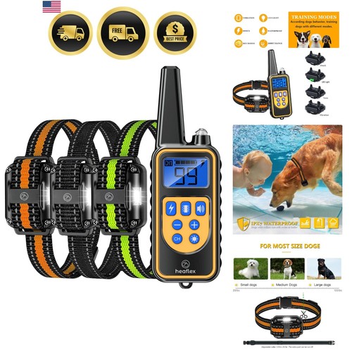 Dog Shock Collar with Remote Waterproof Rechargeable 1640ft 3 Modes - 第 1/8 張圖片