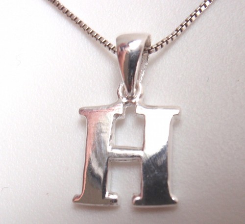 The Letter "H" 925 Sterling Silver Necklace h Initial - Picture 4 of 5