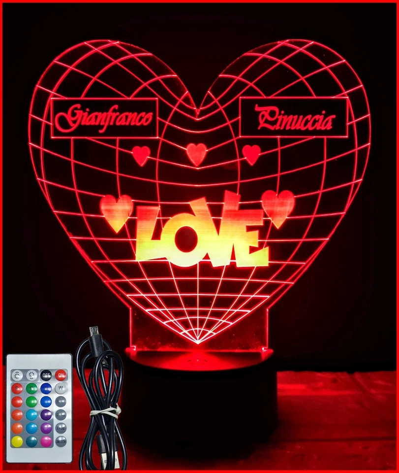 Lampada led incisa con laser e PERSONALIZZABILE con qualsiasi logo o foto  - Immagine 4 di 4