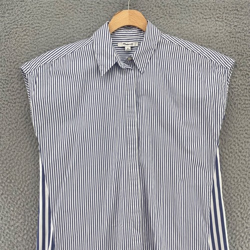 Madewell Dress Womens Extra Small Blue J Crew Stripe Mix Shirt Button Up Collar - Picture 3 of 11