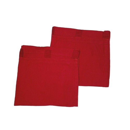2 Tab Top Drapes JC Penney Canvas Cotton Panels Curtains Red 82 Long Pair Solid