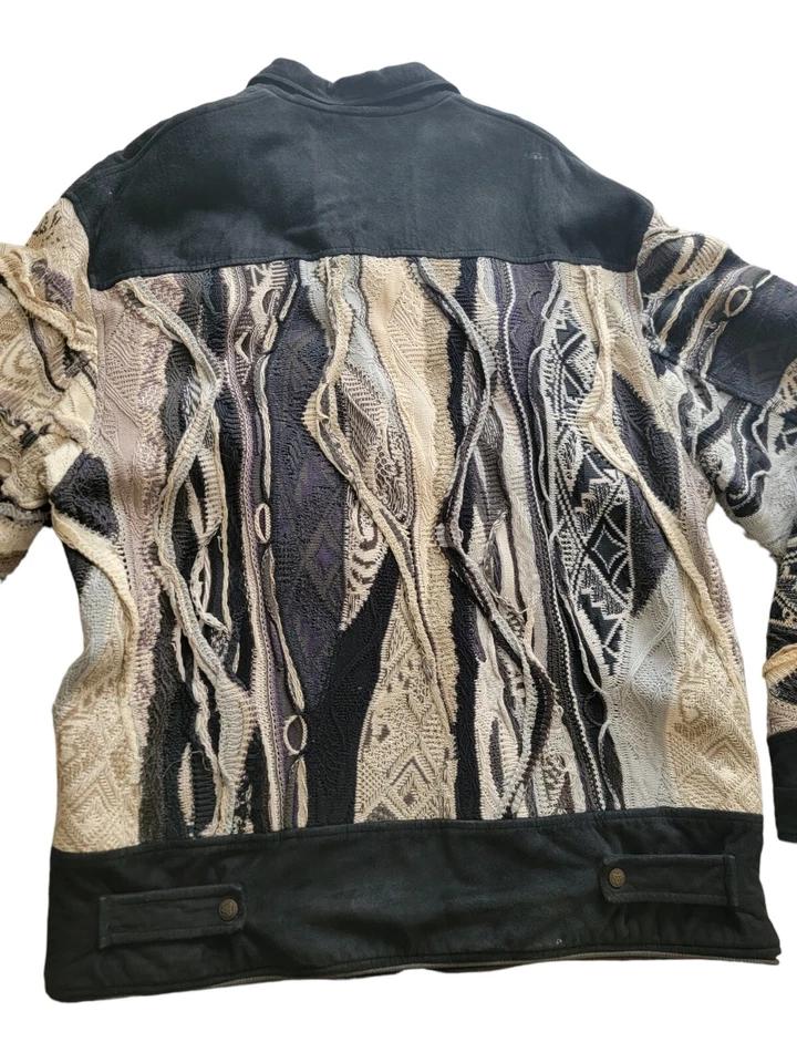 COOGI SUEDE KNIT Jacket Size XL SWEATER Black Multicolor - Image 2 of 4