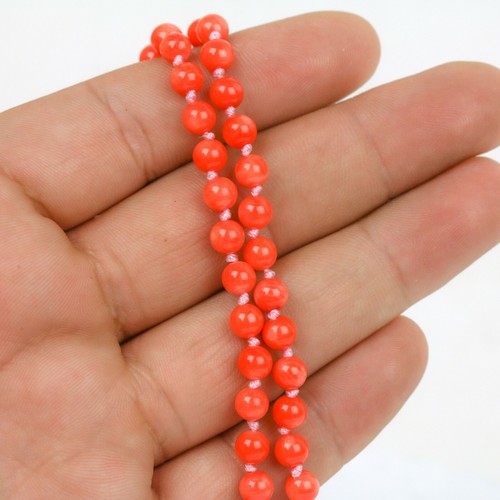 Michael Vallitutti Sterling Silver Bamboo Coral 6mm Bead Necklace - Picture 6 of 6