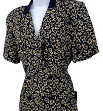 Vintage 80s Maxi Dress Womens Size 6 Abstract Floral V Neck Button Accent