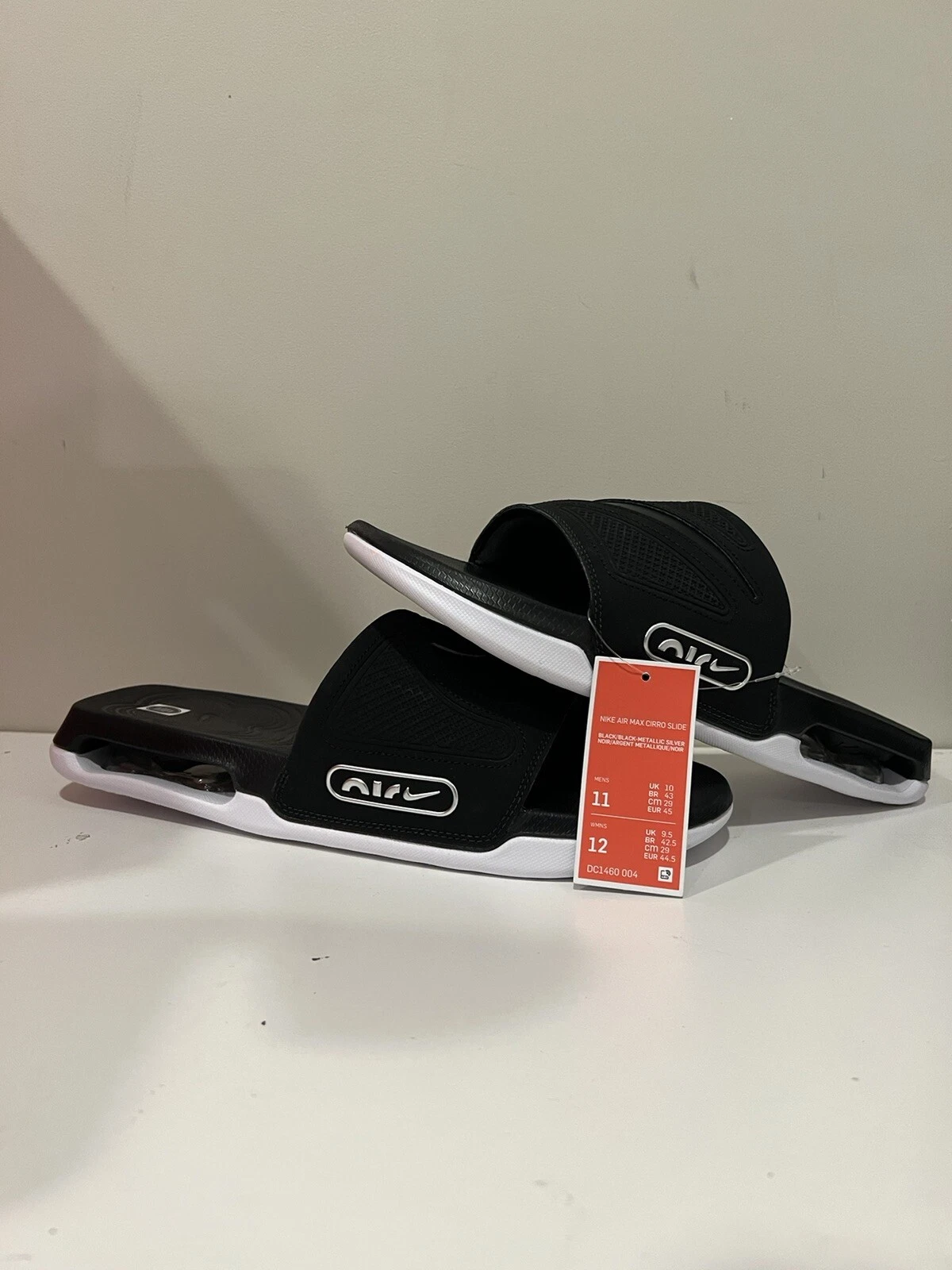 Nike Sandalo Uomo Air Max Cirro Slide Taglia 11 Nero Bianco DC1460 004 Nuovo con etichette Senza Scatola