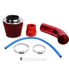 Universal Car Cold Air Intake Filter Induction Pipe Power Flow Hose System Red