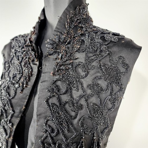 Vintage Antique 1800’s Black Beaded Mourning Vest M.A. Sear London - Picture 3 of 17